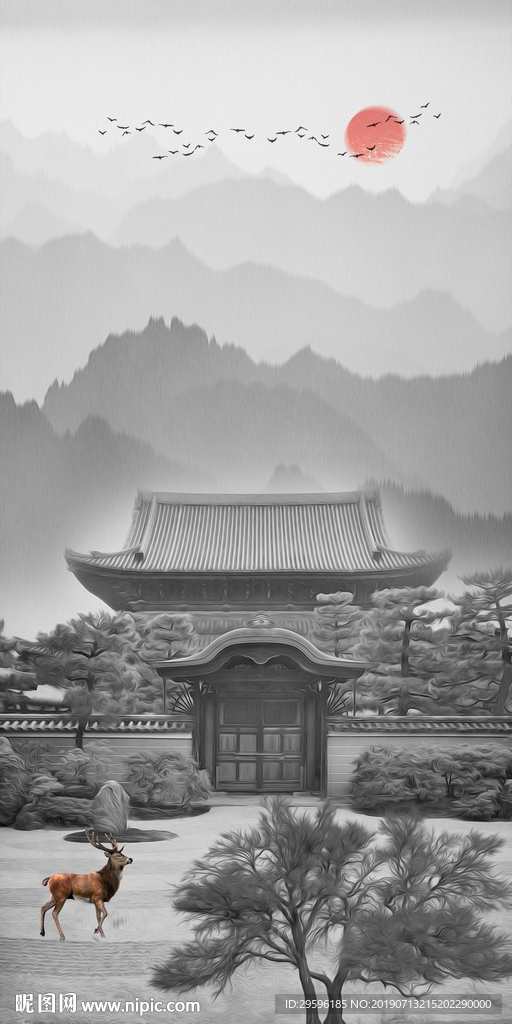 山水抽象背景画 TIF分层