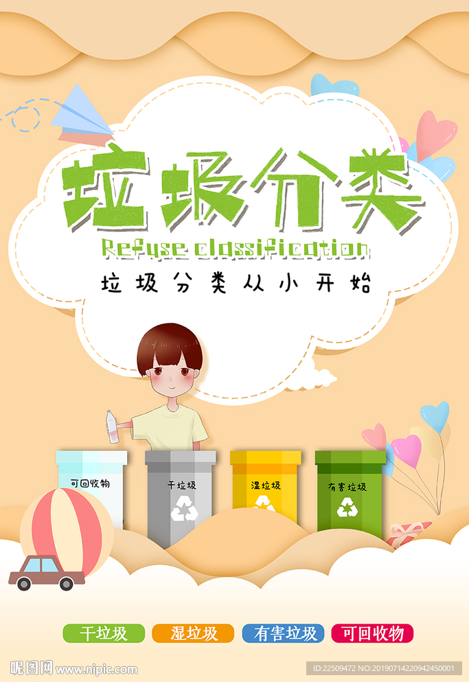 卡通垃圾分类海报
