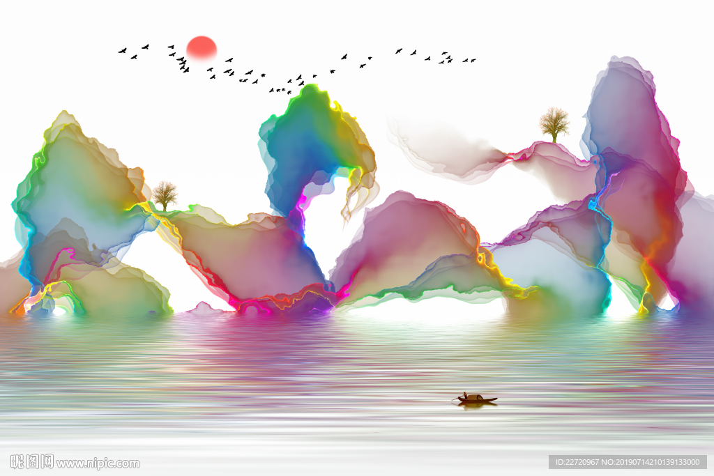 抽象水墨山水装饰画