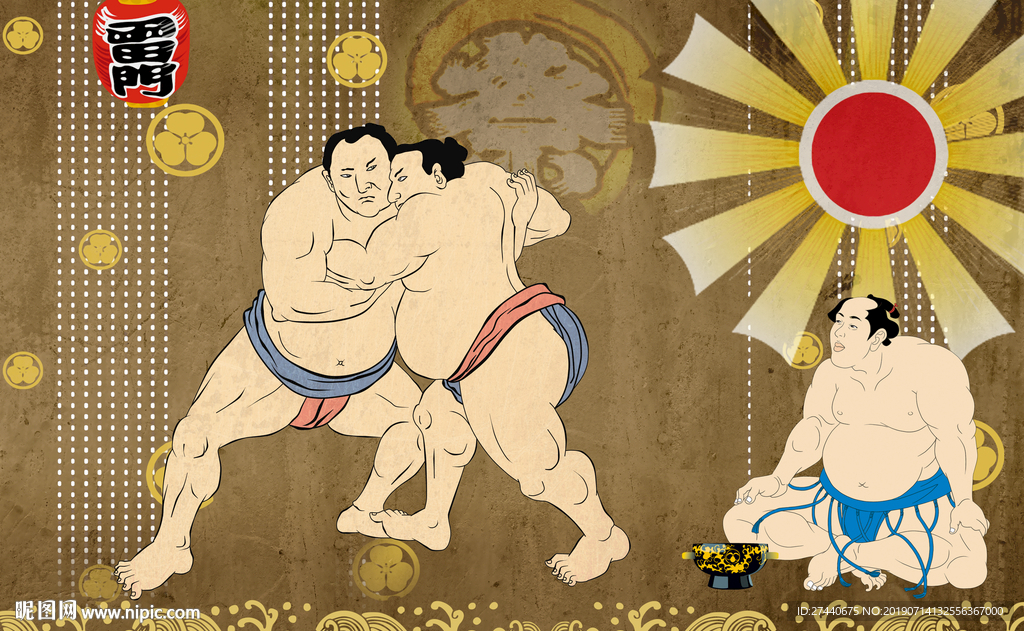 日本相扑文化背景墙