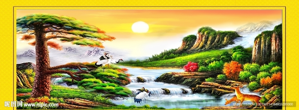 迎客松 迎客松图 迎客松画 聚