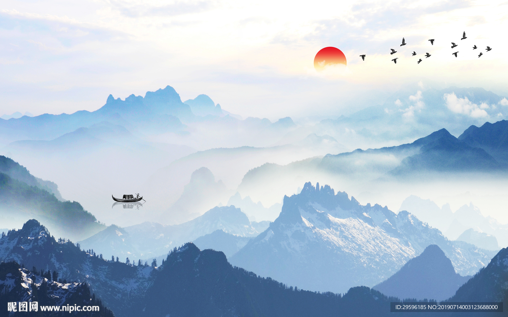 高档装饰山水画 TIF分层