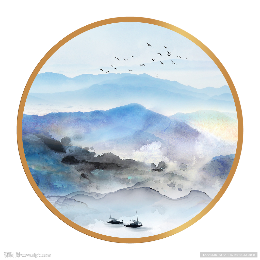 现代 装饰山水画 TIF分层