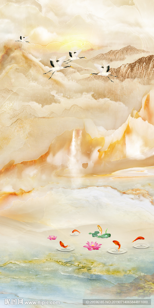 山水玄关石纹画 TIF分层