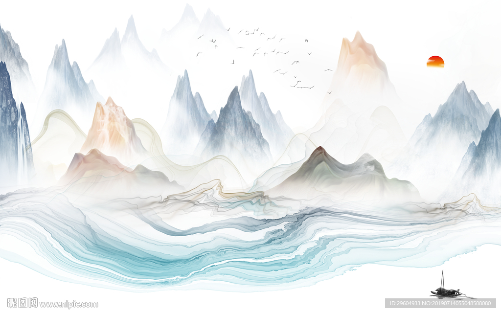 抽象山水高档背景 TIF分层