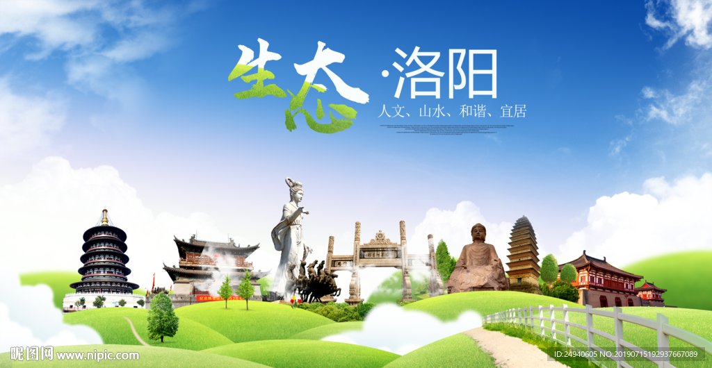 河南洛阳生态卫生城市海报广告