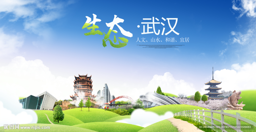 绿色武汉生态卫生城市海报广告