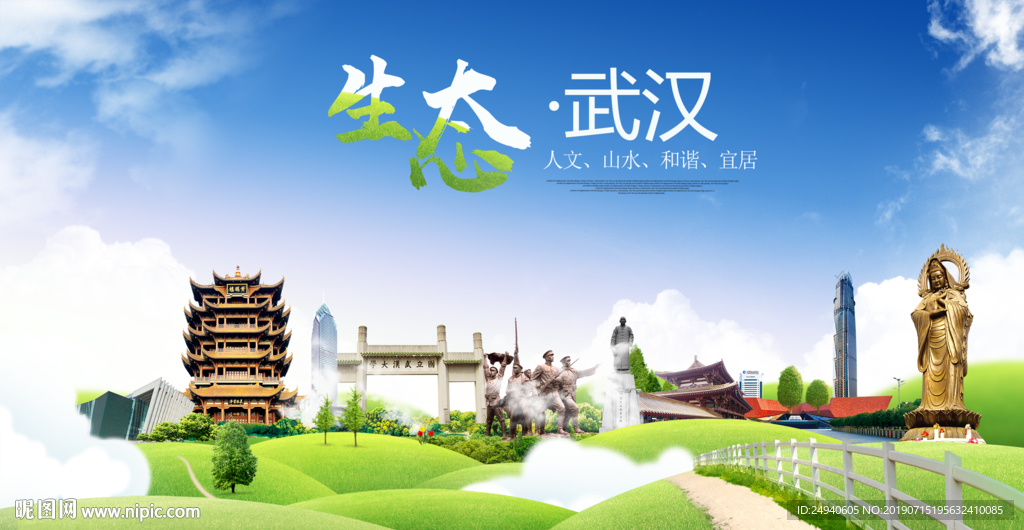 湖北武汉生态卫生城市海报广告
