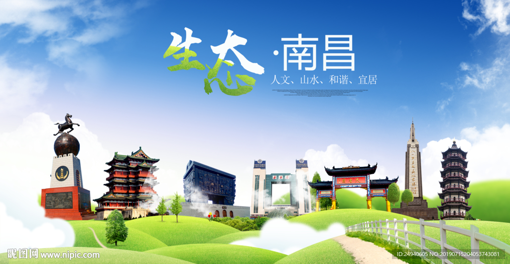 南昌生态卫生城市海报广告