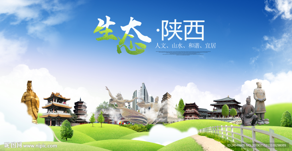 陕西生态卫生城市海报广告