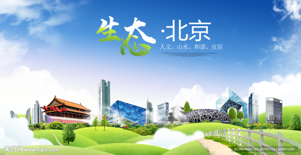 北京生态卫生城市海报广告