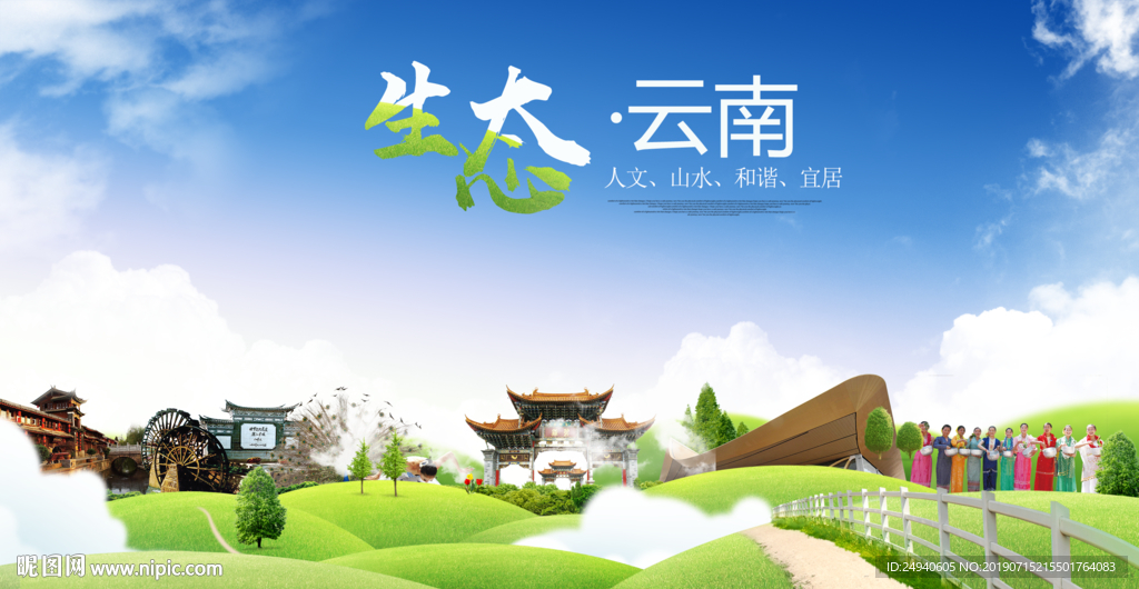 云南生态卫生城市海报广告