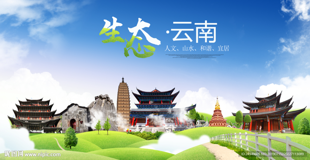 云南生态卫生城市海报广告