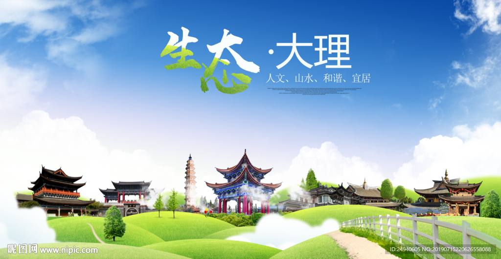 大理生态卫生城市海报广告