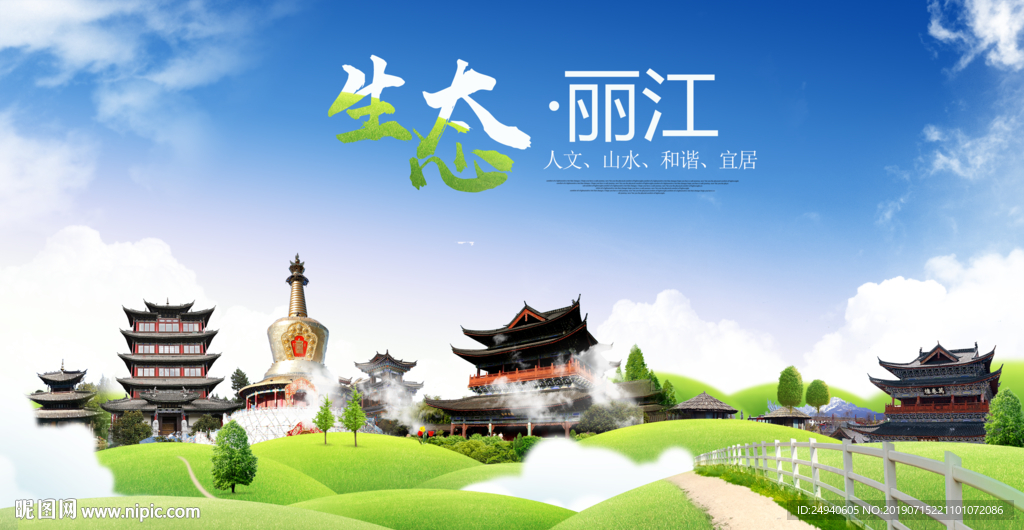 丽江生态卫生城市海报广告