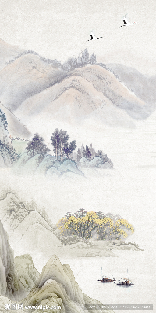 中式意境玄关画 TIF分层