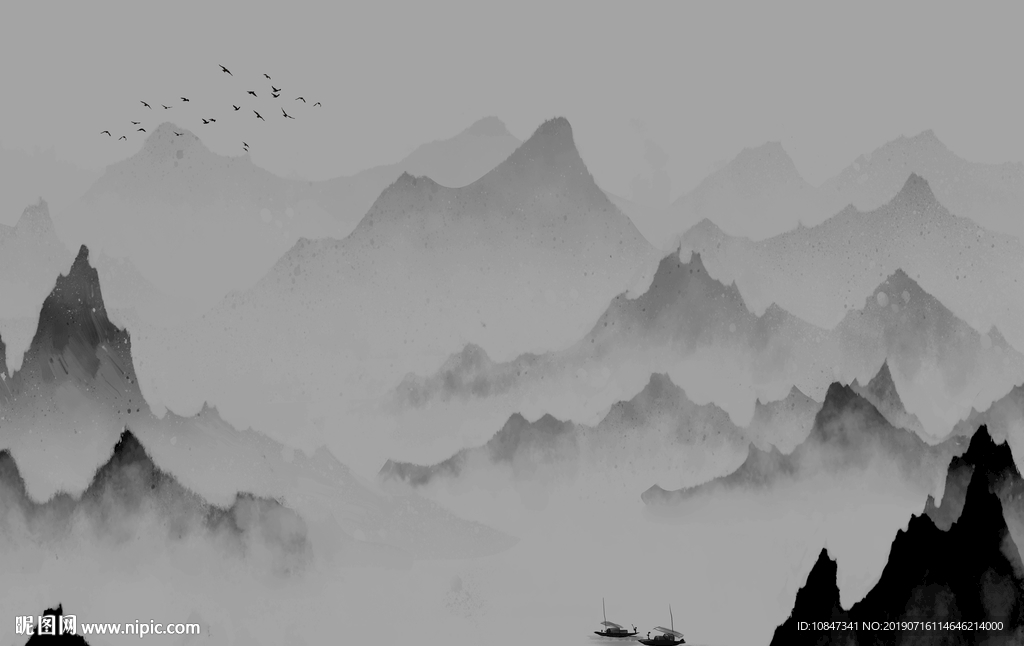 豪华高档水墨画 TIF分层