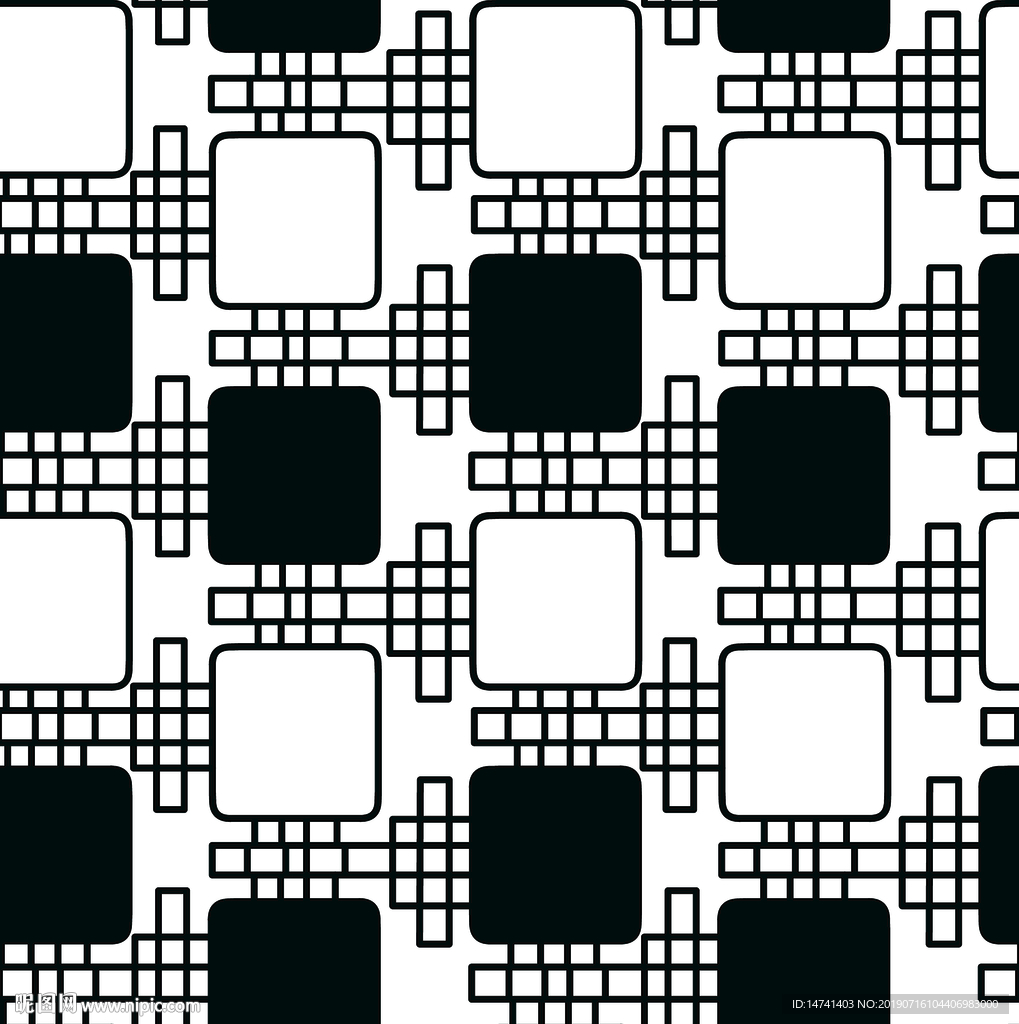 中国民族窗花风格黑白无限循环无