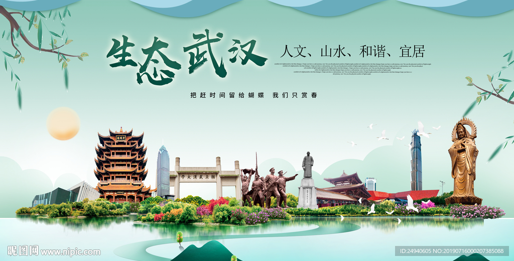 中国风武汉生态卫生城市形象海报