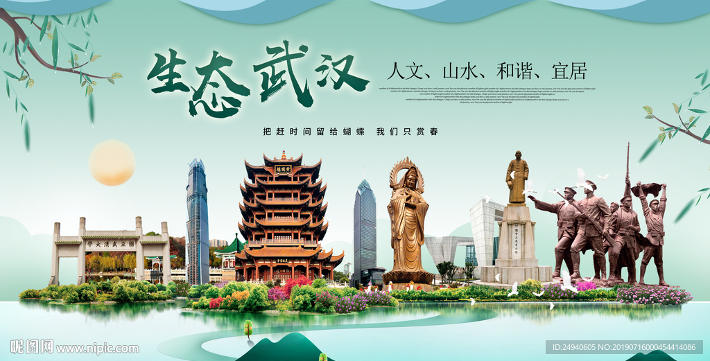 武汉生态卫生城市形象广告海报