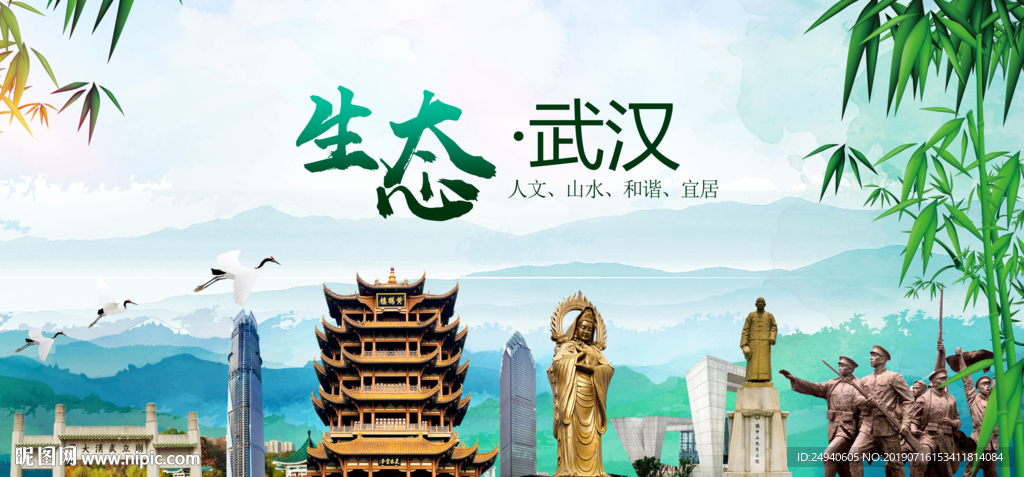 湖北武汉生态卫生文明城市海报
