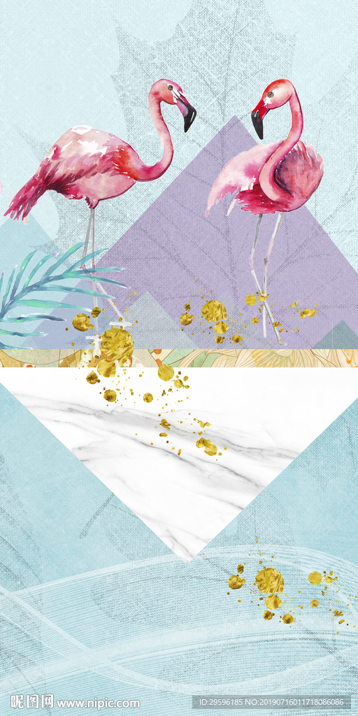 火烈鸟创意新玄关画 TIF分层