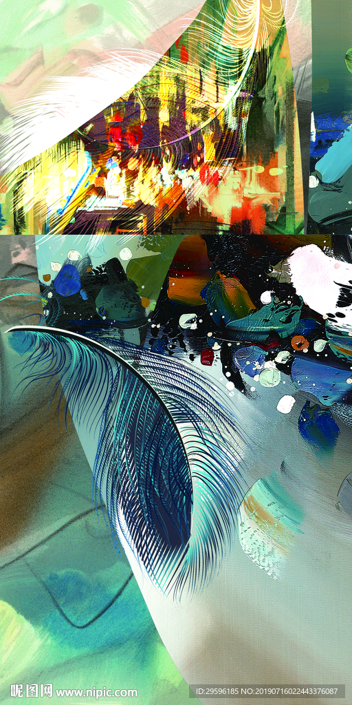 抽象玄关意境壁画 TIF分层