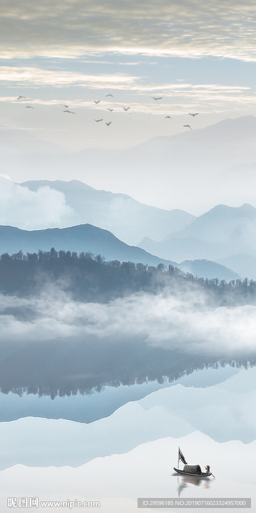 水墨玄关意境壁画 TIF分层