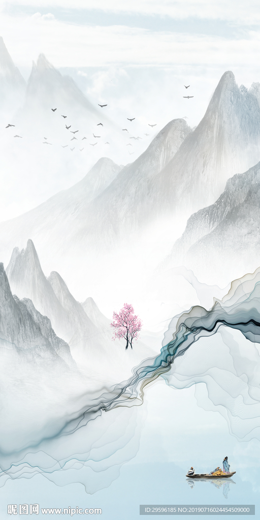 中式新品意境壁画 TIF分层