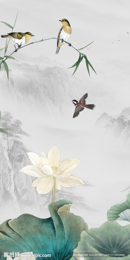 山水玄关意境画 TIF分层