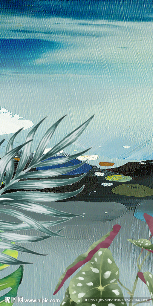 手绘玄关意境画 TIF分层