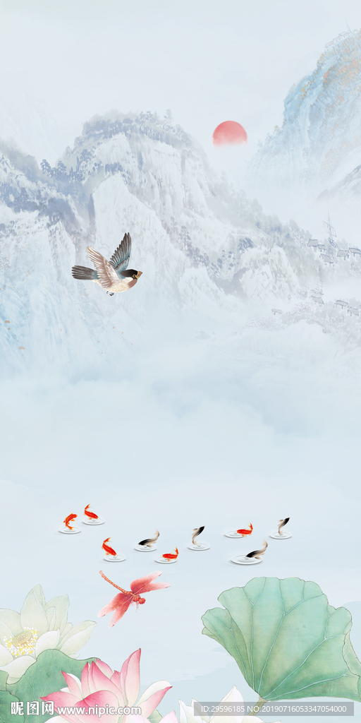 山水玄关高档画 TIF分层