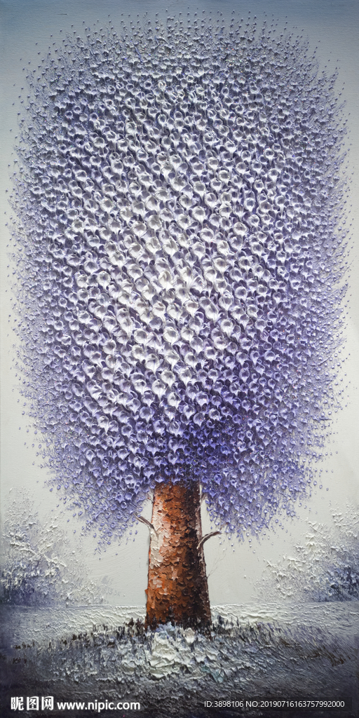 刀画发财树玄关背景墙