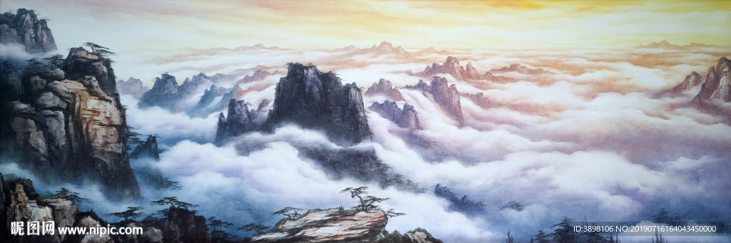 山水云雾仙境卧室床头画