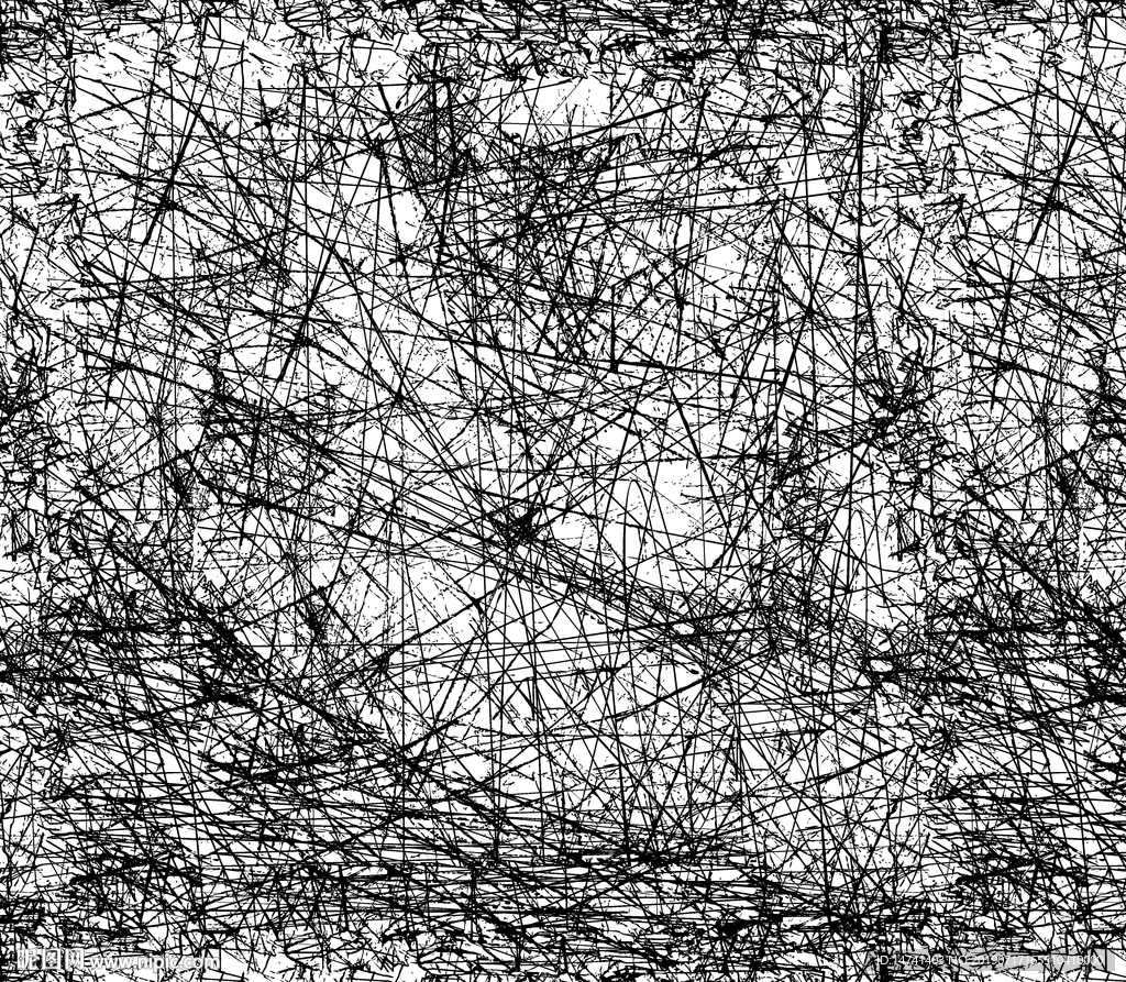 白底乱排黑色线条无限循环无缝拼