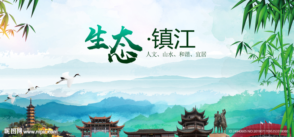 镇江生态卫生文明城市海报