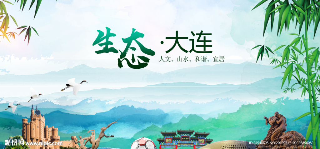 辽宁大连生态卫生文明城市海报