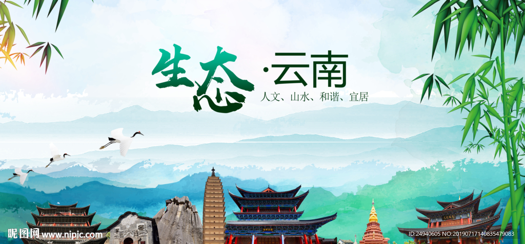 云南生态卫生文明城市海报