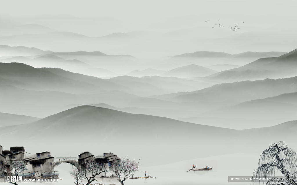 精品 意境水墨画 TIF分层画