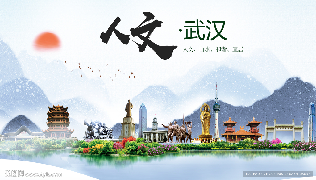 武汉人文醉美城市形象海报PS