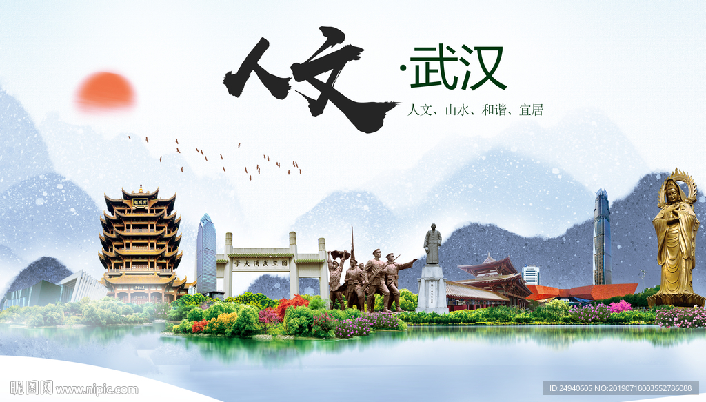 湖北武汉人文醉美城市形象海报