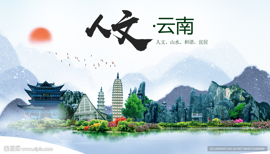 云南旅游人文醉美城市形象海报