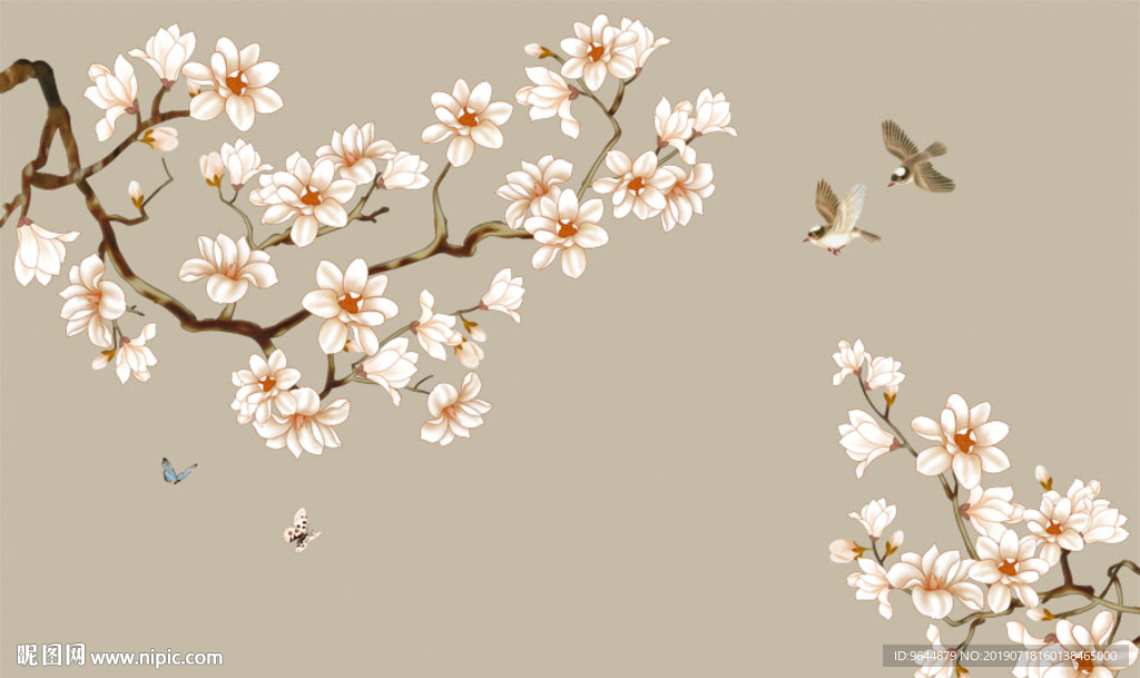 手绘花鸟
