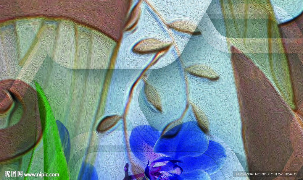 蓝色花卉