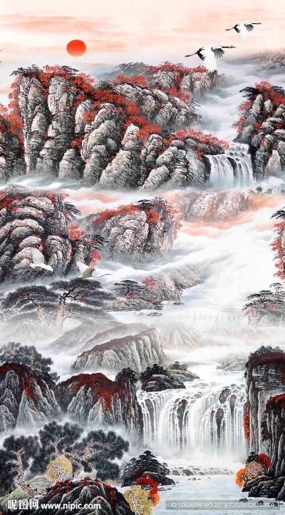 中式竖幅山水