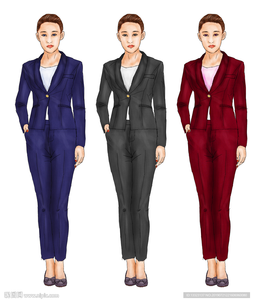 手绘西服女装款式效果图设计图