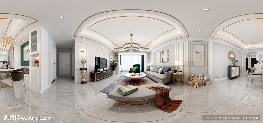 轻奢时尚  客餐厅全景图