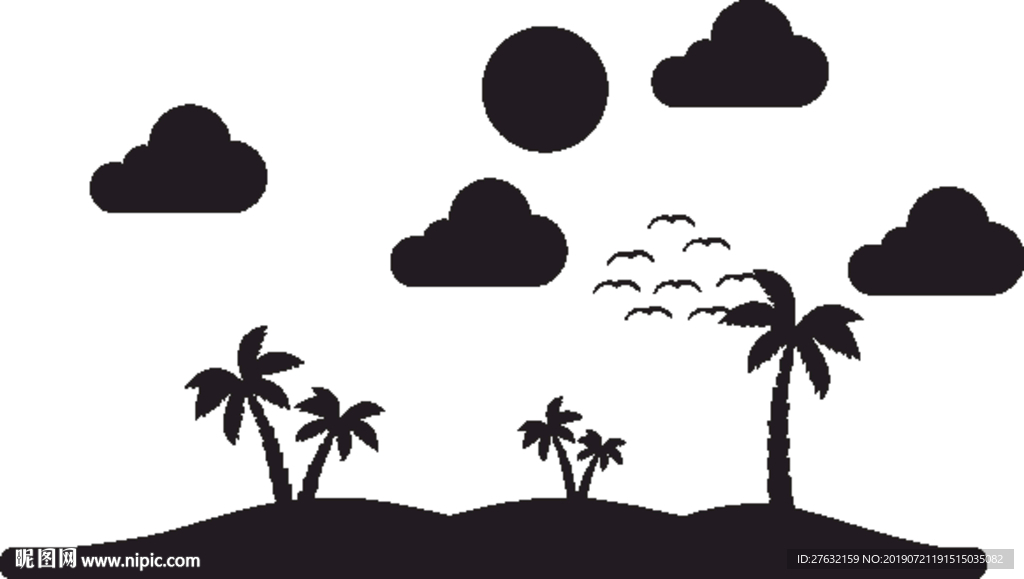 椰树岛屿卡通硅藻泥