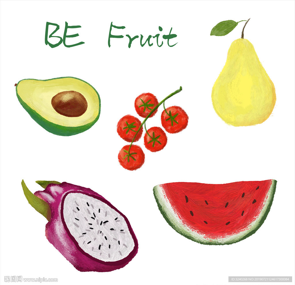 手绘油画棒水果插图插图