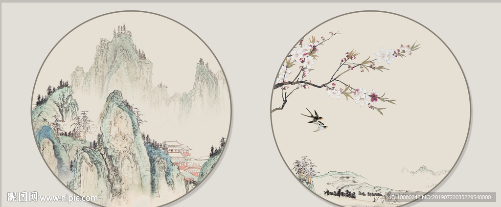 中式山水无框画
